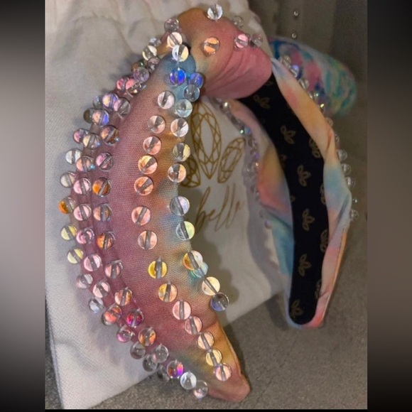 NWT LA Bella Rainbow Iridescent Headband with Glass Beads - Picture 2 of 12